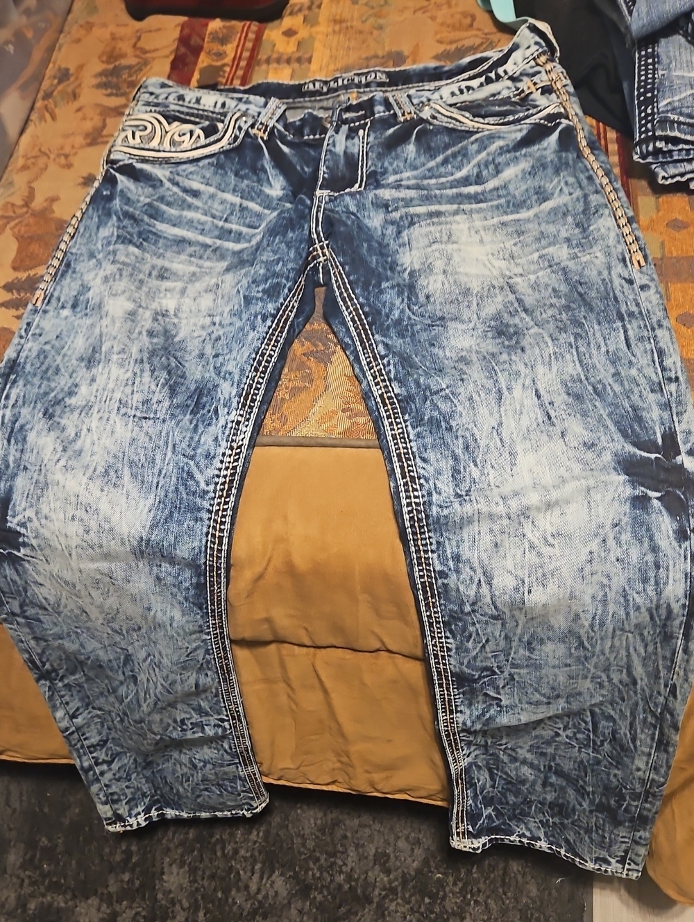 Affliction Men's Distressed Light Blue Washed Jeans